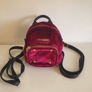 Steeve Madden deep red velvet mini backpack